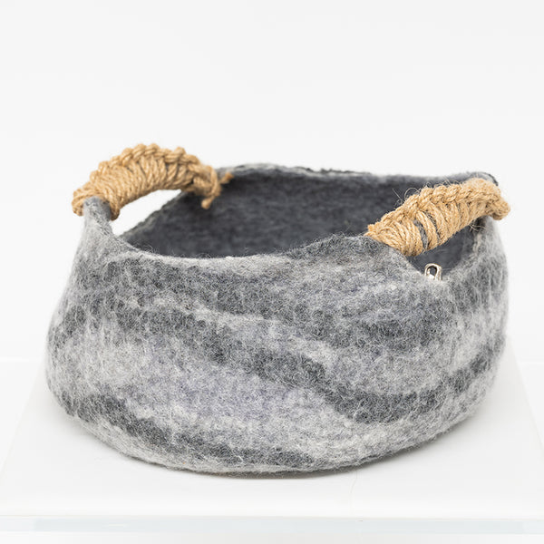 Small Wet Felt Basket with Handle