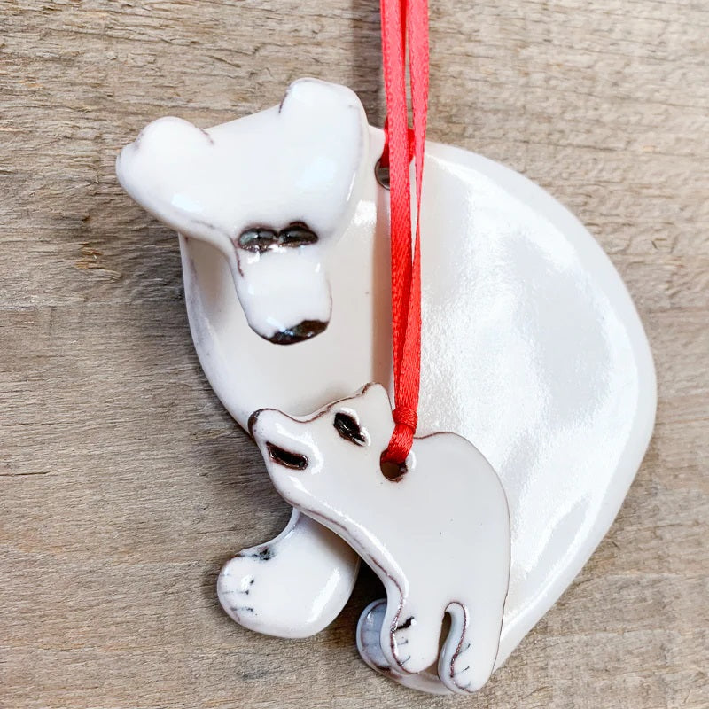 Polar Bear w Cub Ornament