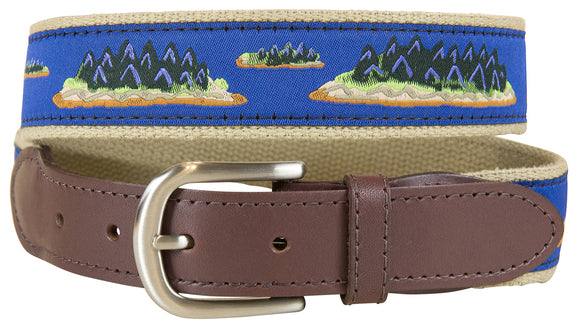 Nautical Knots Leather Tab Belt  by Belted Cow Company. Made in Maine.